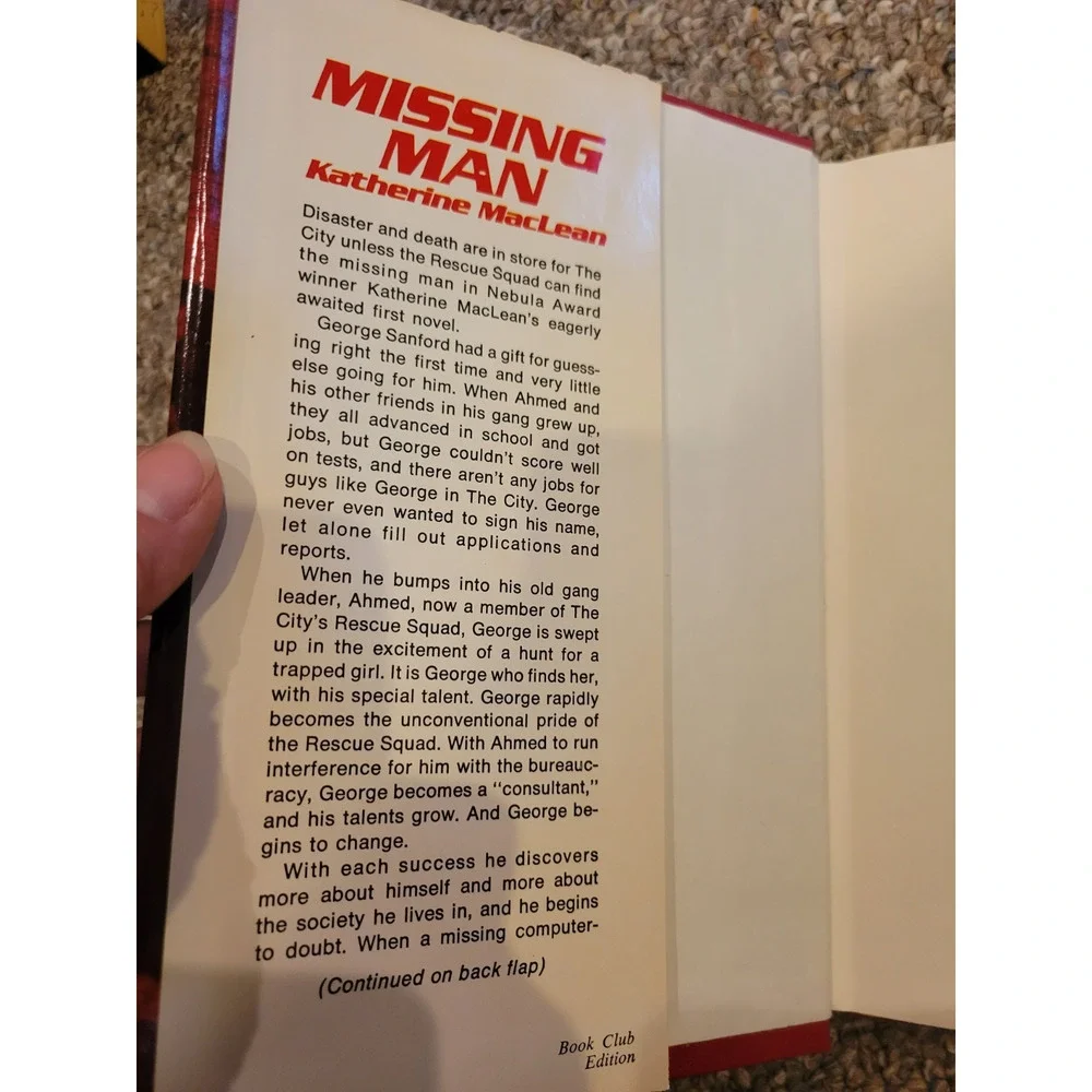 MISSING MAN 1975 Katherine MacLean HC/DJ/SFBCE Paranormal Dystopia Rescue Revolt